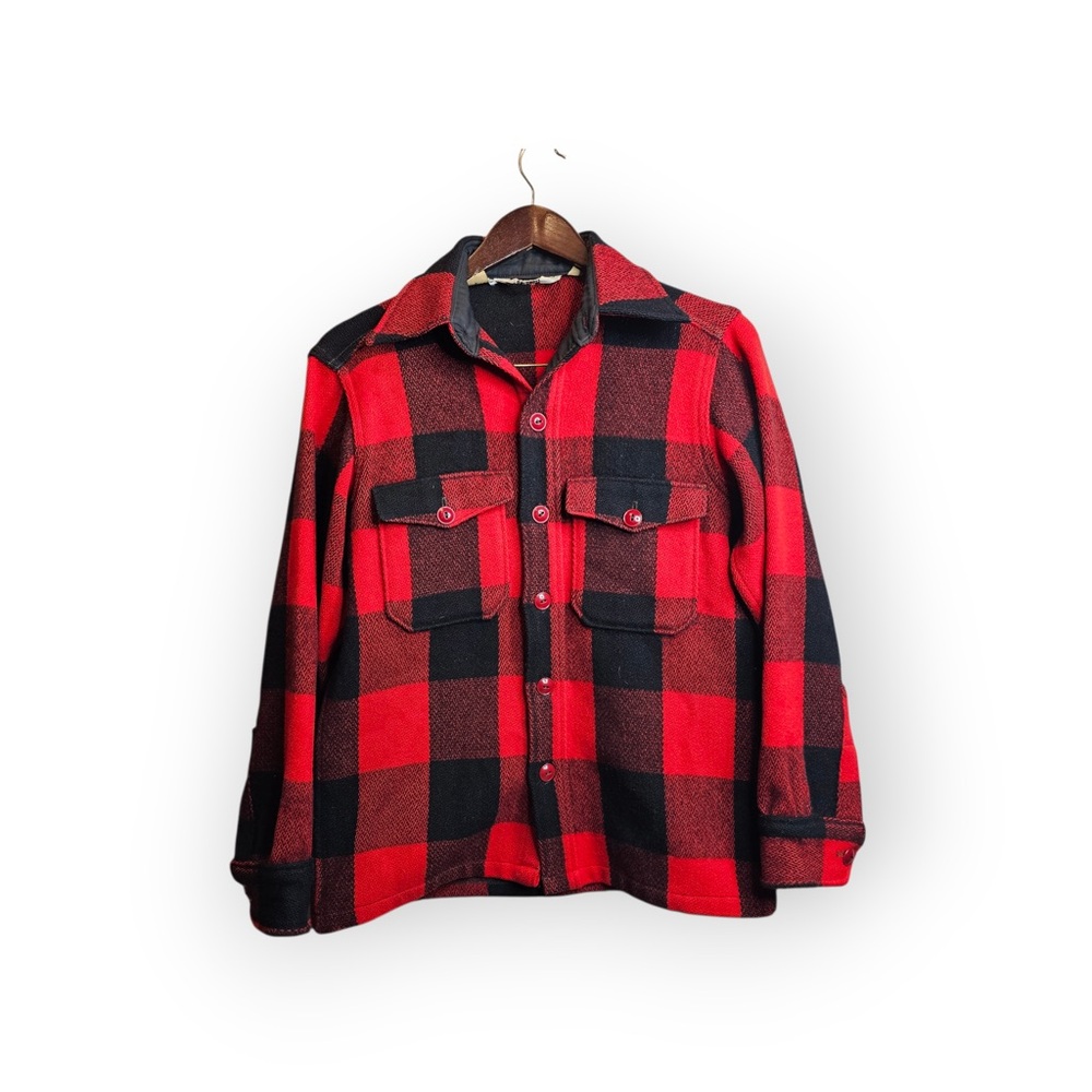 Vintage Woolrich Men’s Buffalo Plaid Wool Jacket - Red & Black - Picture 2 of 6